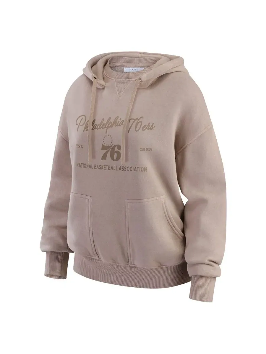 Худи с капюшоном Philadephia 76ers Washed Pullover Crewdie WEAR by Erin Andrews — изображение 2 из 5, бежевый