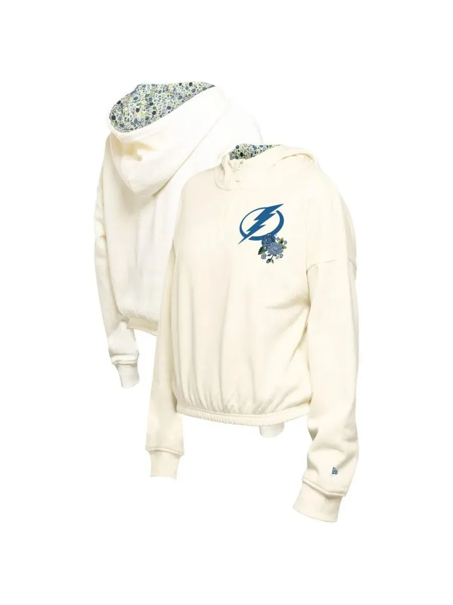 Худи-кроп с принтом Glam Game Quarter-Zip Cropped Floral Hoodie Pullover New Era