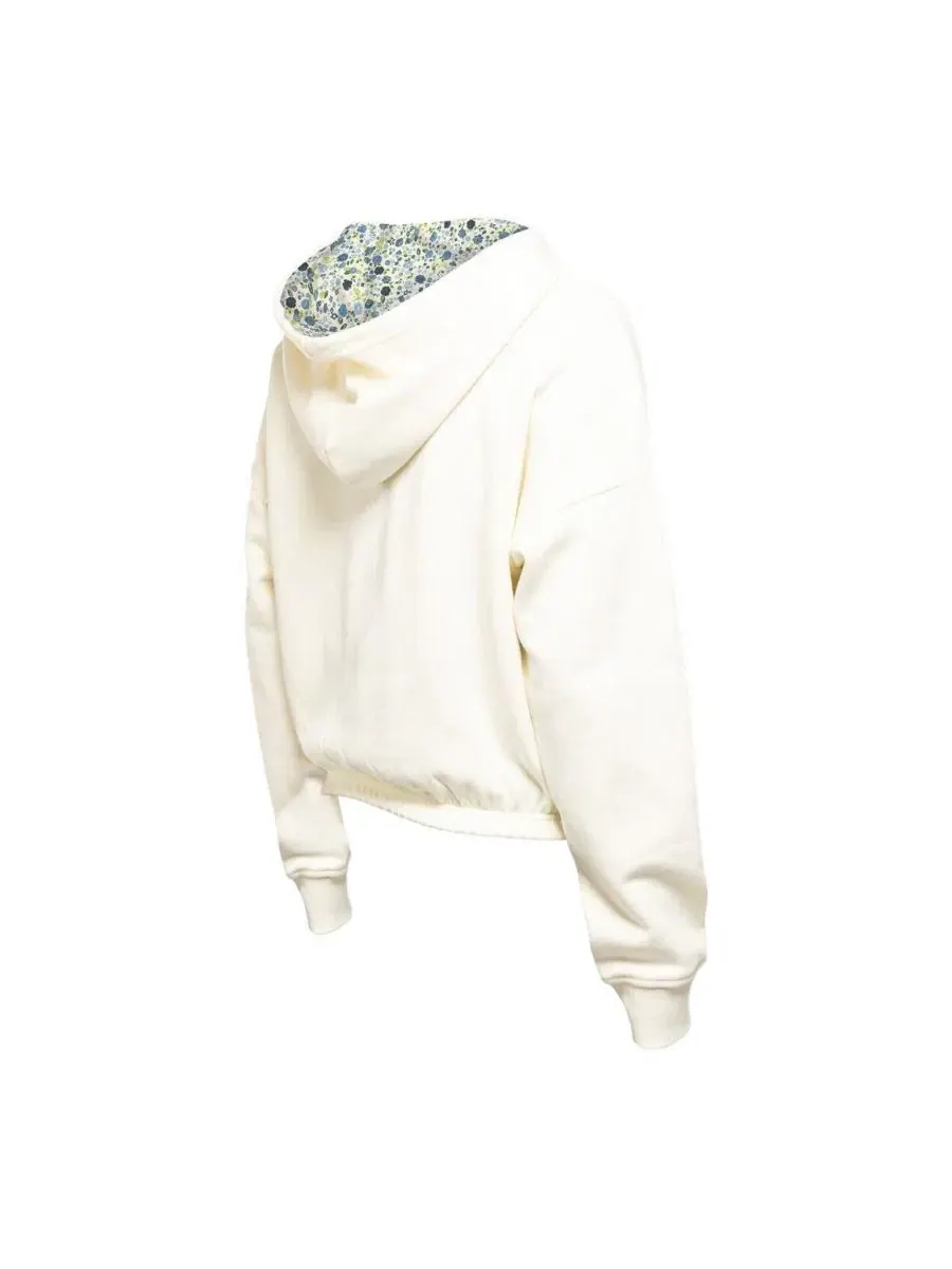 Худи-кроп с принтом Glam Game Quarter-Zip Cropped Floral Hoodie Pullover New Era — изображение 3 из 4, бежевый
