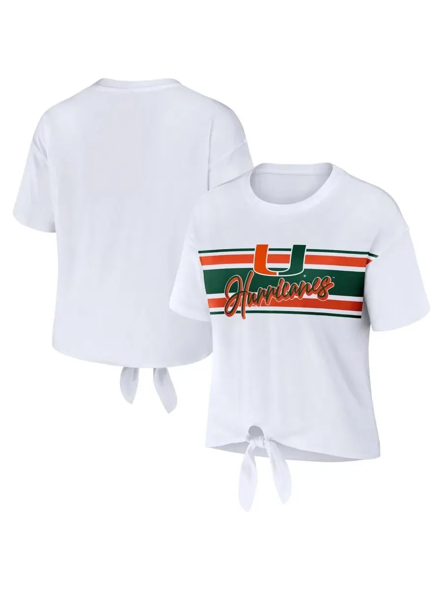 Футболка женская с завязкой спереди и принтом Miami Hurricanes WEAR by Erin Andrews