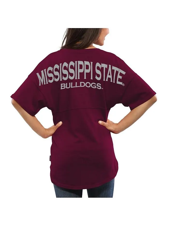 Женская темно-бордовая футболка оверсайз Mississippi State Bulldogs Spirit Jersey