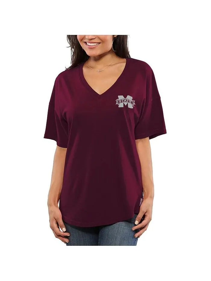 Женская темно-бордовая футболка оверсайз Mississippi State Bulldogs Spirit Jersey — изображение 2 из 4, коричневый
