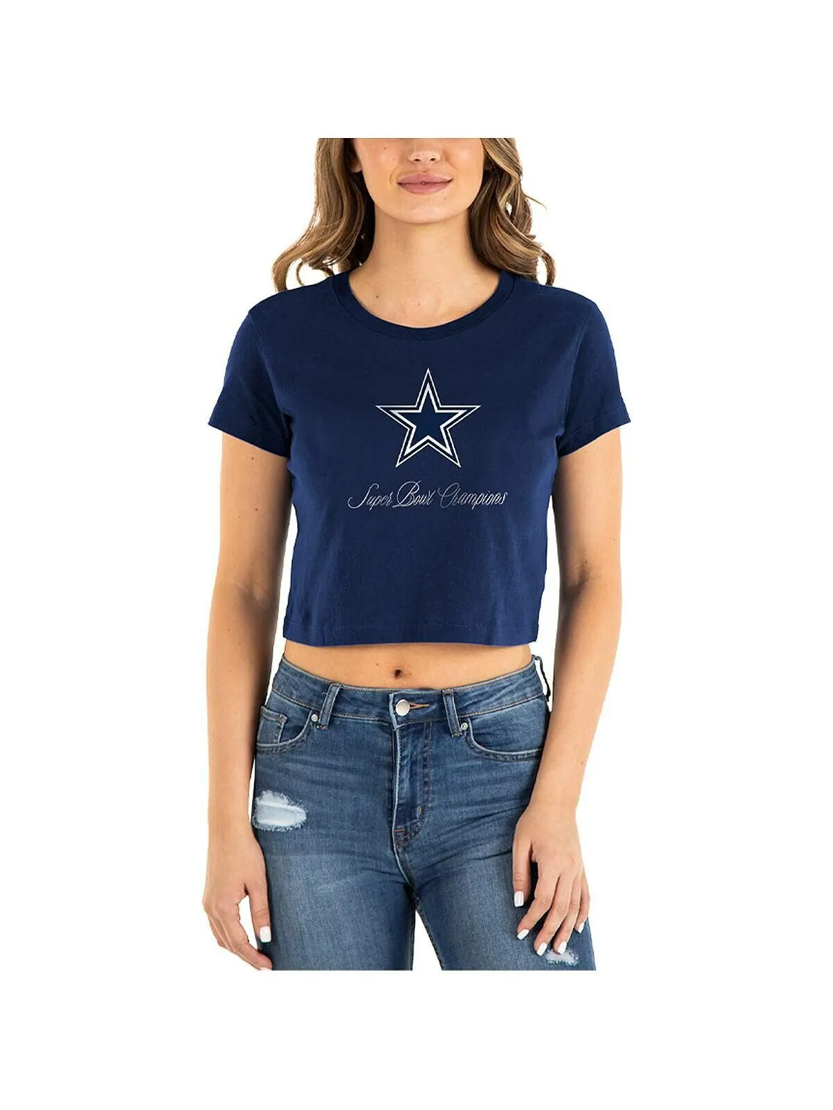 Женская темно-синяя футболка Dallas Cowboys Historic Champs New Era
