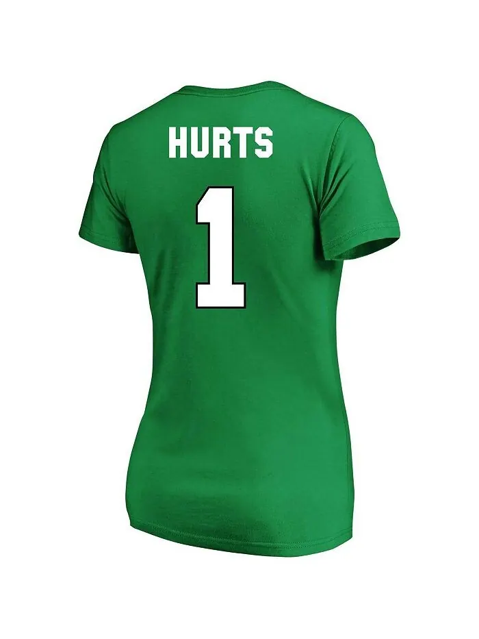 Женская фирменная футболка Jalen Hurts Kelly Green Philadelphia Eagles размера плюс с именем и — изображение 2 из 3, зеленый