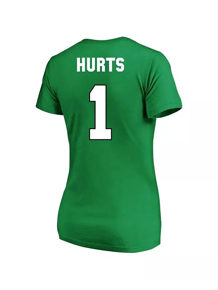 Женская футболка Jalen Hurts Kelly Green Philadelphia Eagles размера плюс с именем и номером игрока — изображение 2 из 3