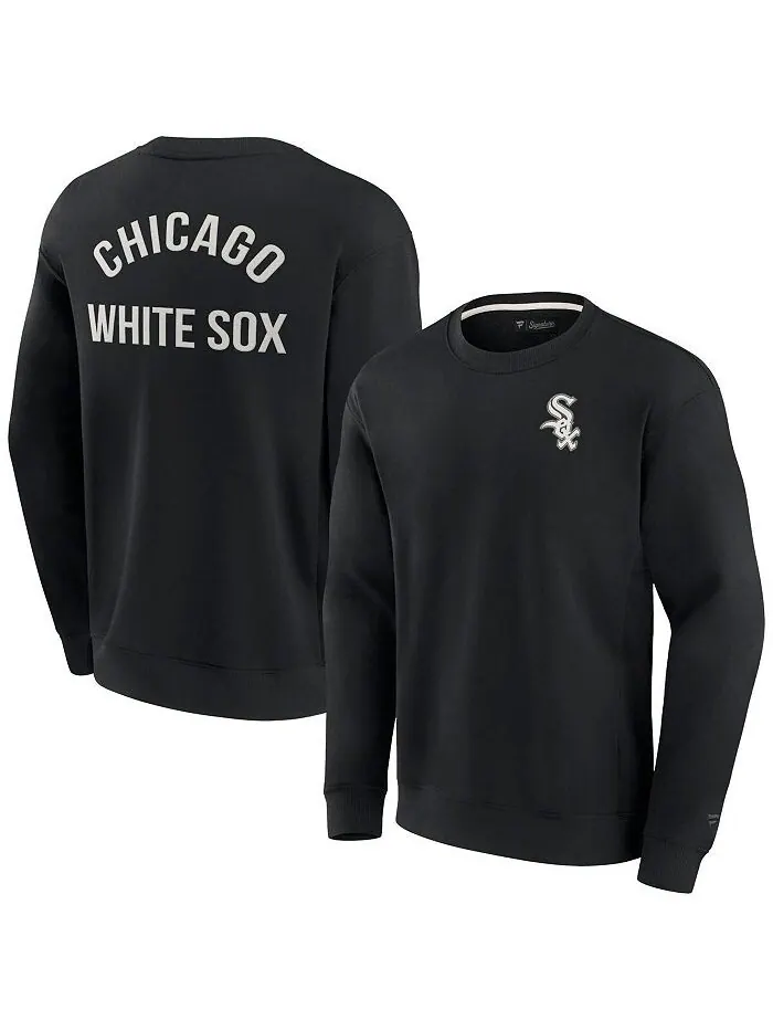 Мужской и женский черный супермягкий пуловер Chicago White Sox Crew Sweatshirt Fanatics Signature