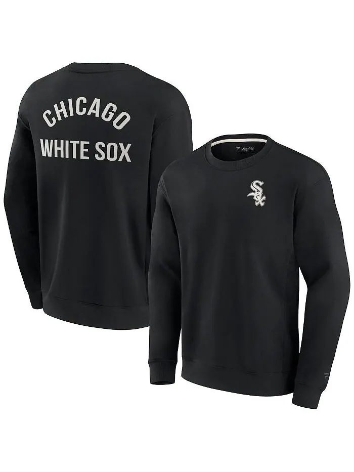 Мужской и женский черный супермягкий пуловер Chicago White Sox Crew Sweatshirt Fanatics Signature — изображение 3 из 4