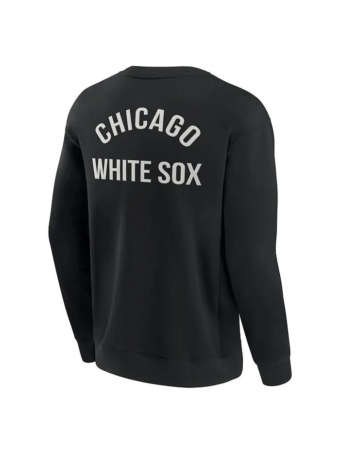 Мужской и женский черный супермягкий пуловер Chicago White Sox Crew Sweatshirt Fanatics Signature — изображение 4 из 4