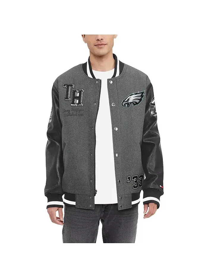 Мужская ворсованная серая и черная куртка Philadelphia Eagles Gunner с полной застежкой-молнией в