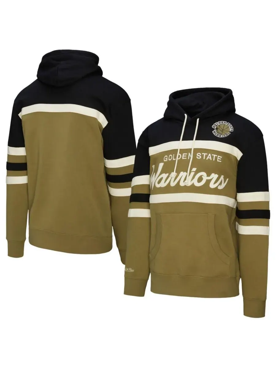 Mitchell & Ness Мужская толстовка Golden State Warriors Double Clutch Head Coach оливково-черного