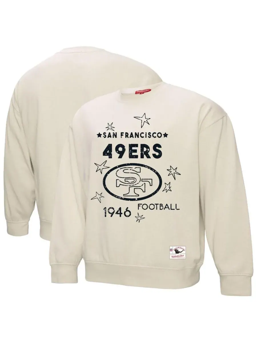 Mitchell & Ness Женская кремовая толстовка большого размера с символикой San Francisco 49ers и