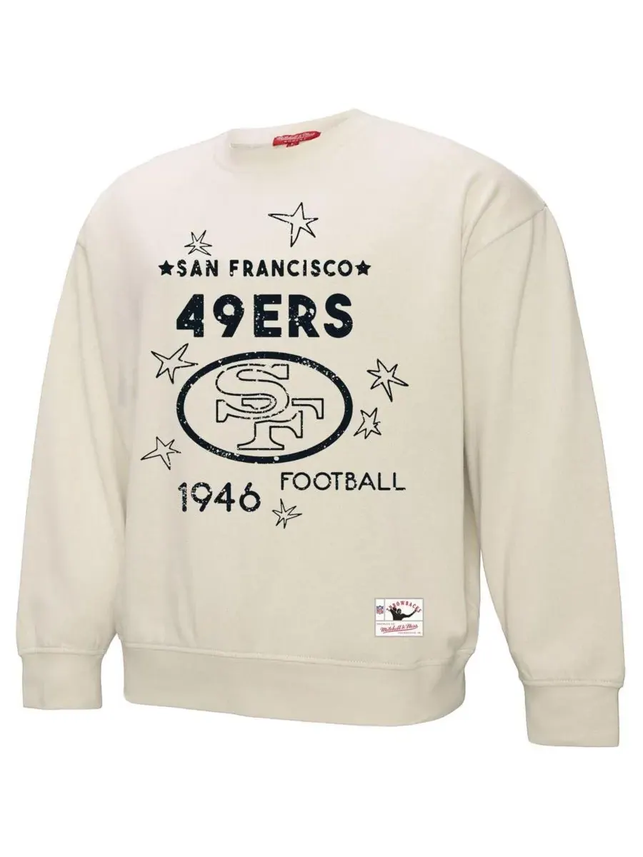 Mitchell & Ness Женская кремовая толстовка большого размера с символикой San Francisco 49ers и — изображение 2 из 3, бежевый