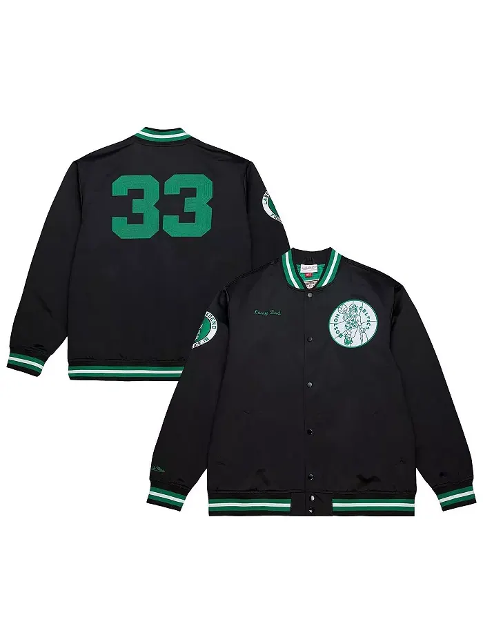 Мужская черная бейсбольная куртка на молнии Larry Bird Boston Celtics из серии NBA Legends Mitchell