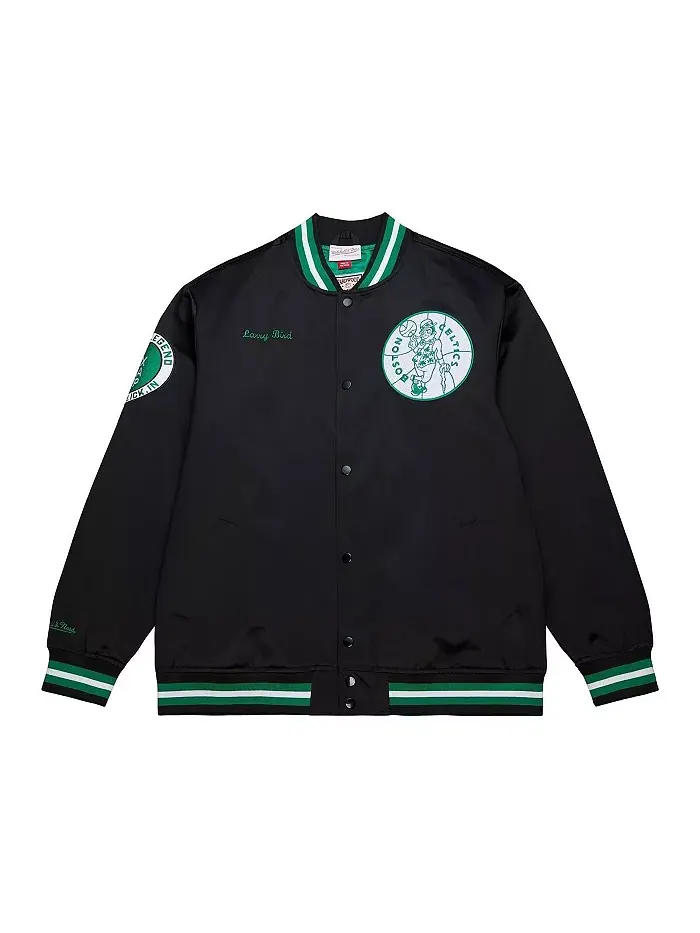 Мужская черная бейсбольная куртка на молнии Larry Bird Boston Celtics из серии NBA Legends Mitchell — изображение 2 из 3