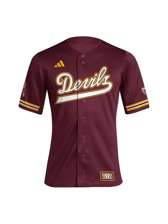 Мужская бордовая бейсбольная джерси Arizona State Sun Devils Reverse Retro Replica adidas — изображение 3 из 3