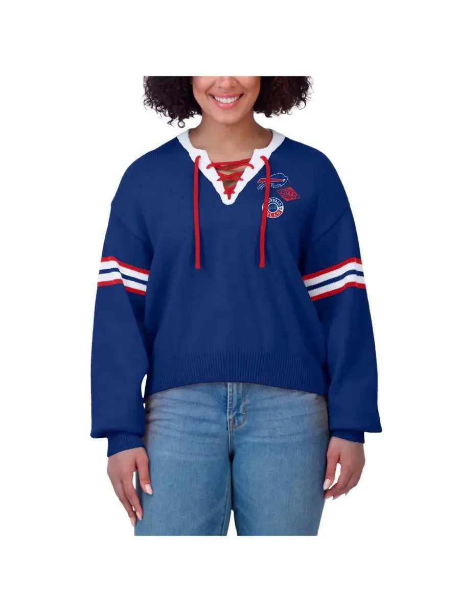 Женский свитер Royal Buffalo Bills на шнуровке WEAR by Erin Andrews — изображение 4 из 4, королевский