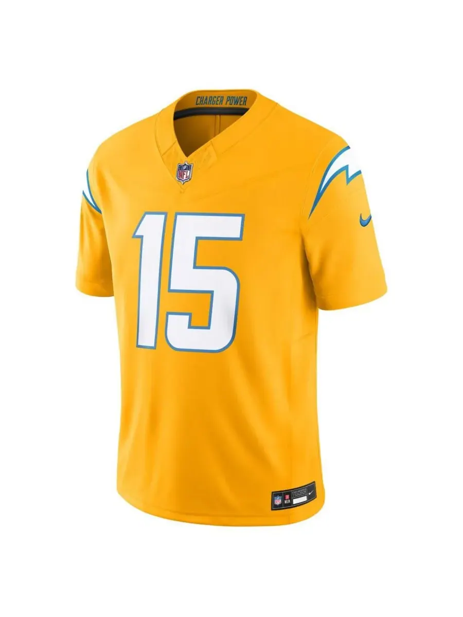 Мужская золотая футболка Ladd McConkey Los Angeles Chargers Alternate Charger Power Vapor FUSE — изображение 2 из 3, золото