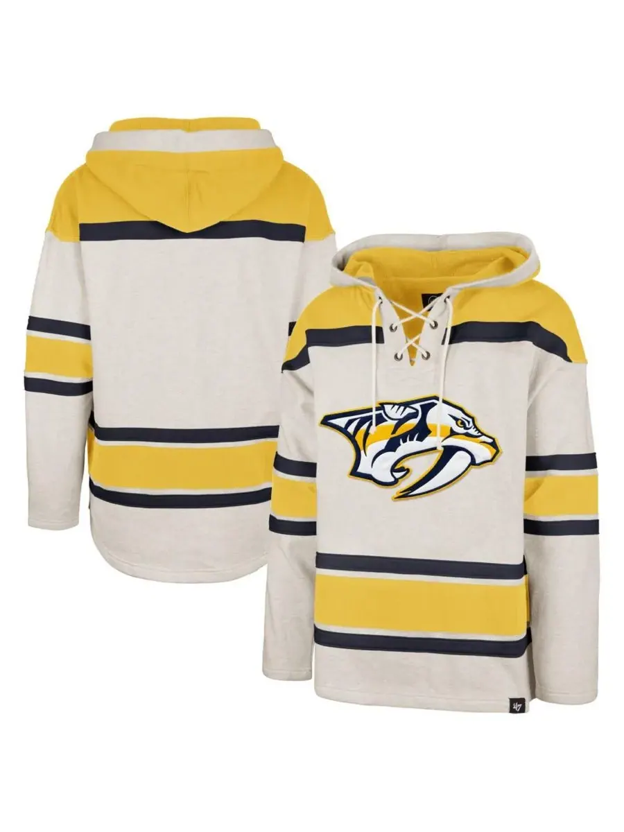 '47 Brand Мужская толстовка с капюшоном и шнуровкой Nashville Predators Rockaway цвета овсянки