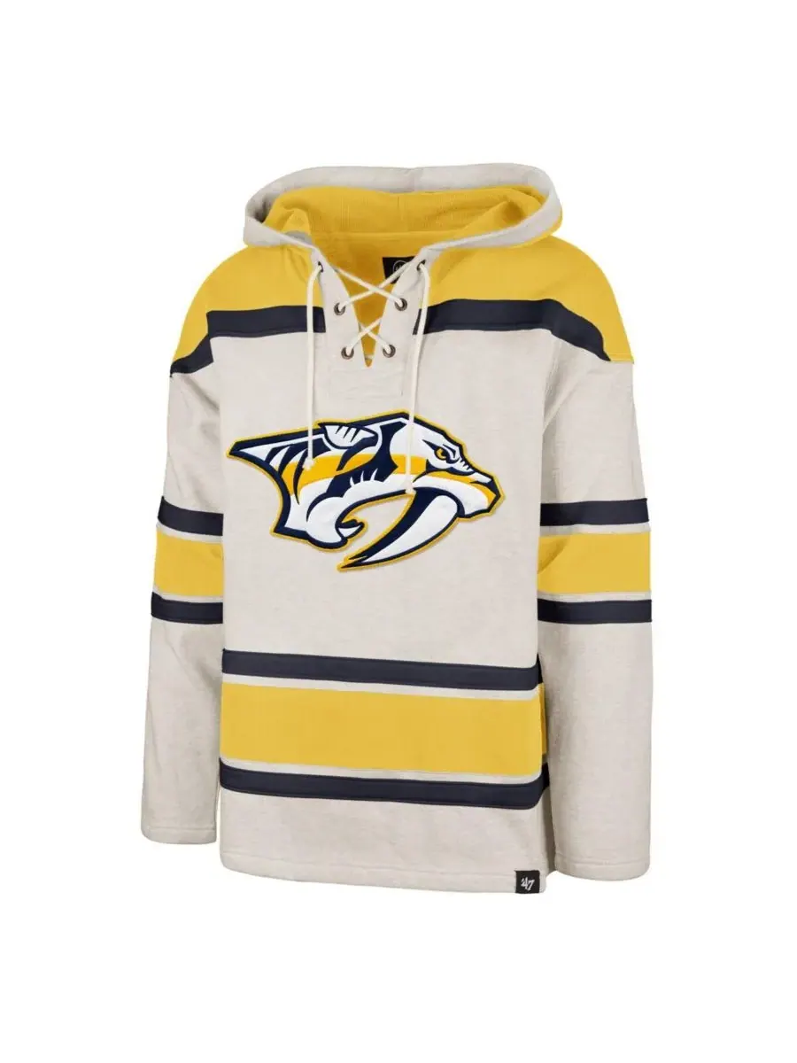 '47 Brand Мужская толстовка с капюшоном и шнуровкой Nashville Predators Rockaway цвета овсянки — изображение 3 из 3, овсяный