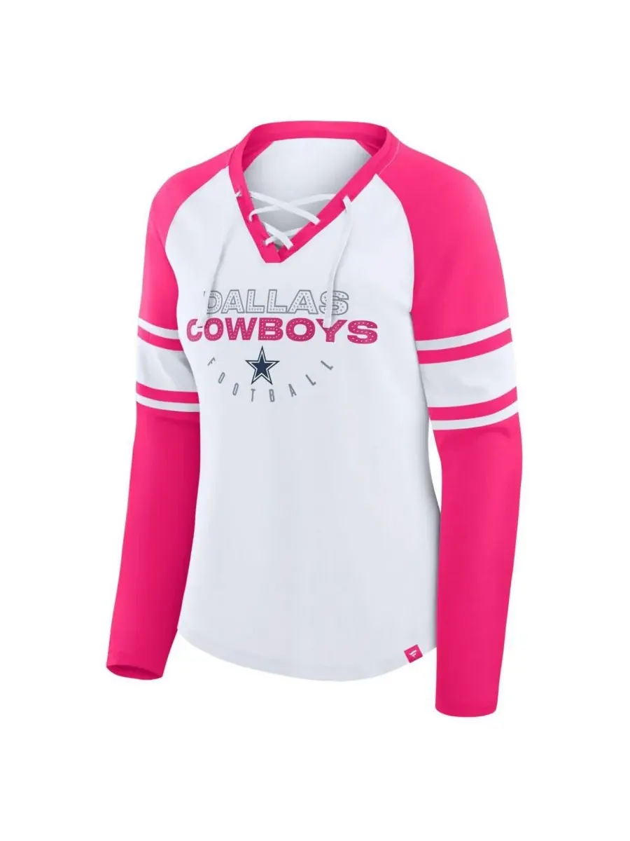 Fanatics Женская белая/розовая футболка с длинными рукавами и стразами Dallas Cowboys Redzone — изображение 3 из 3