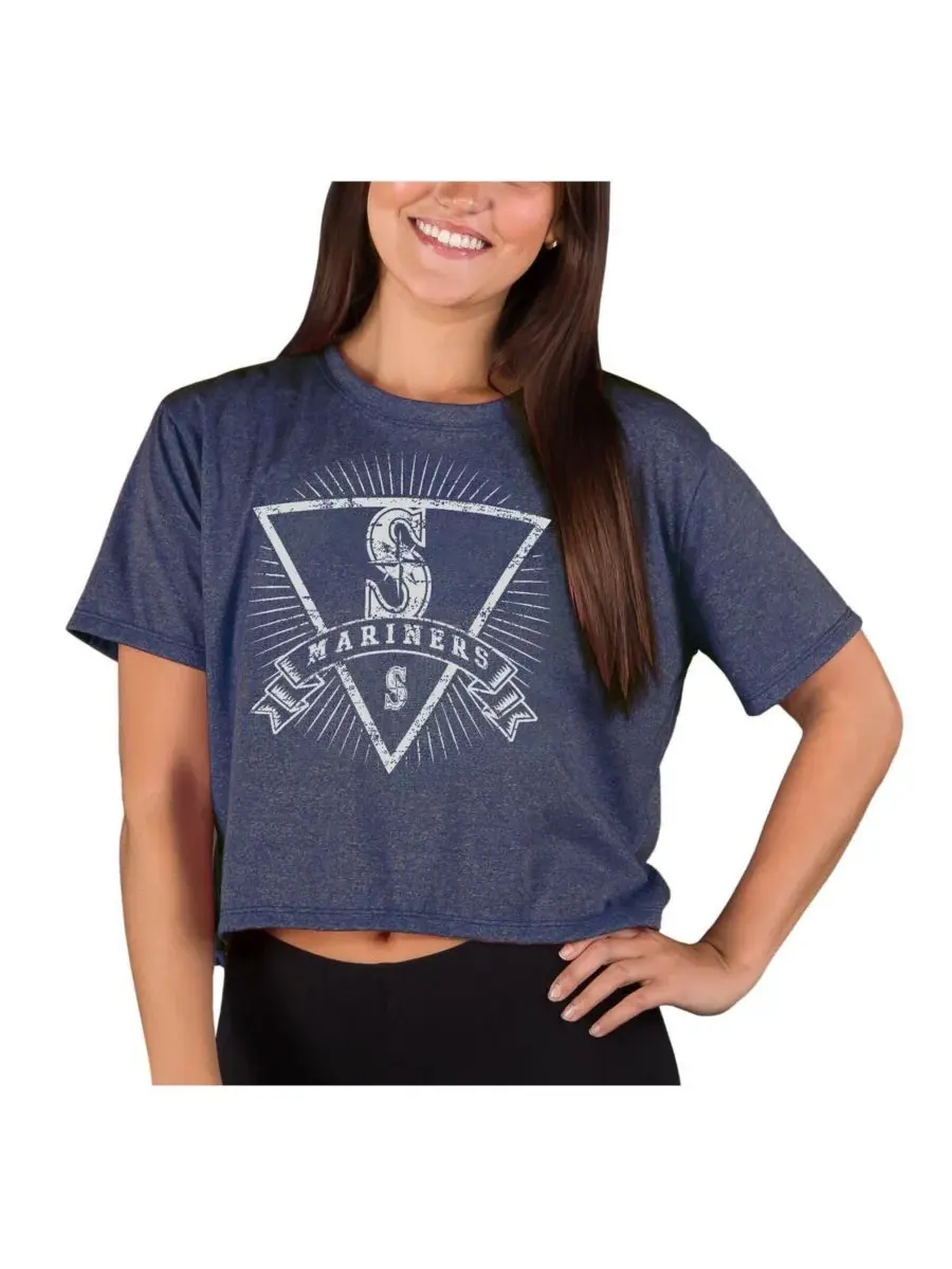 Concepts Sport Женский укороченный топ свободного кроя Heather Navy Seattle Mariners Distressed