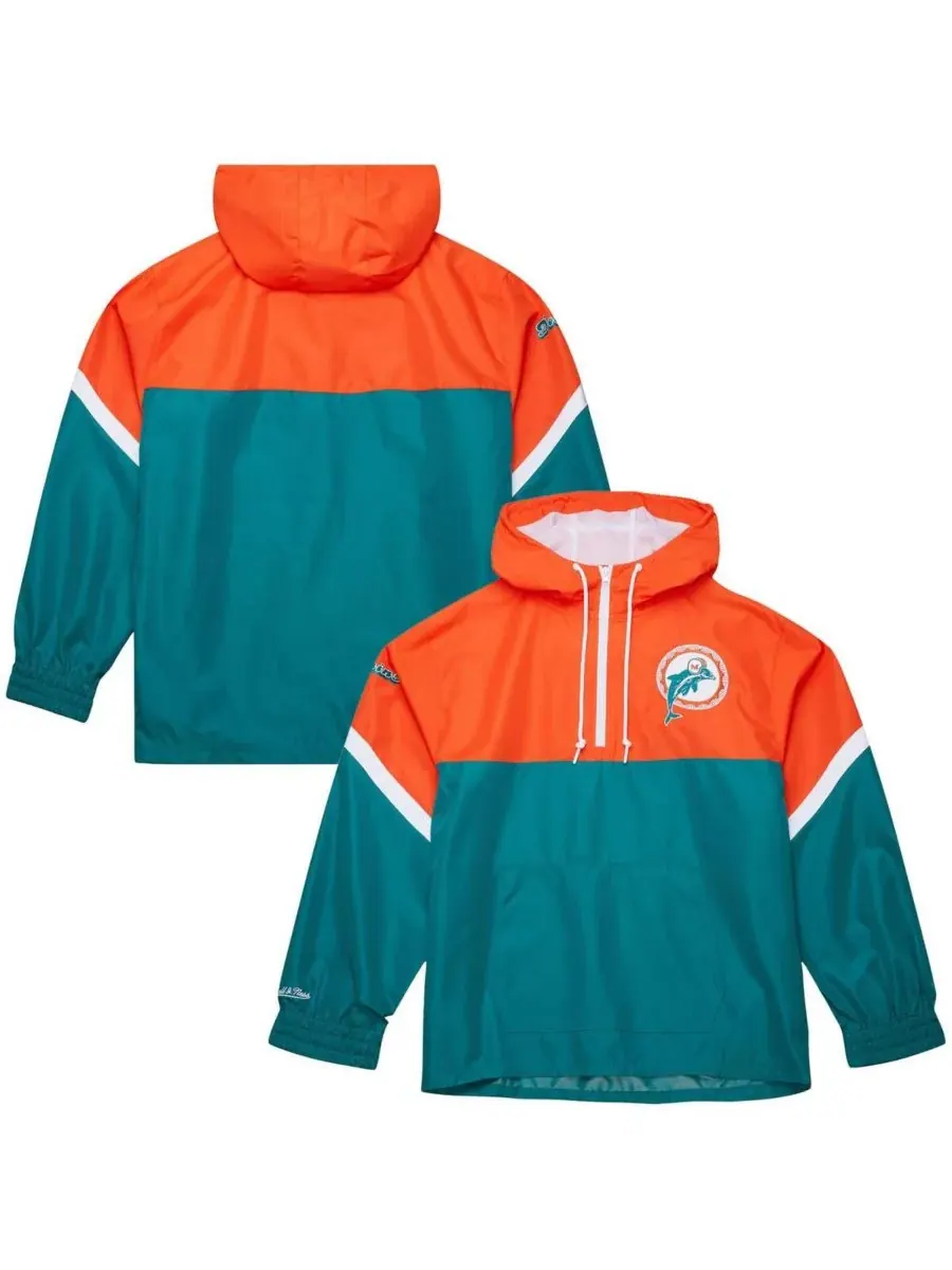 Mitchell & Ness Мужская легкая ветровка-анорак с винтажным логотипом Miami Dolphins Tie Breaker