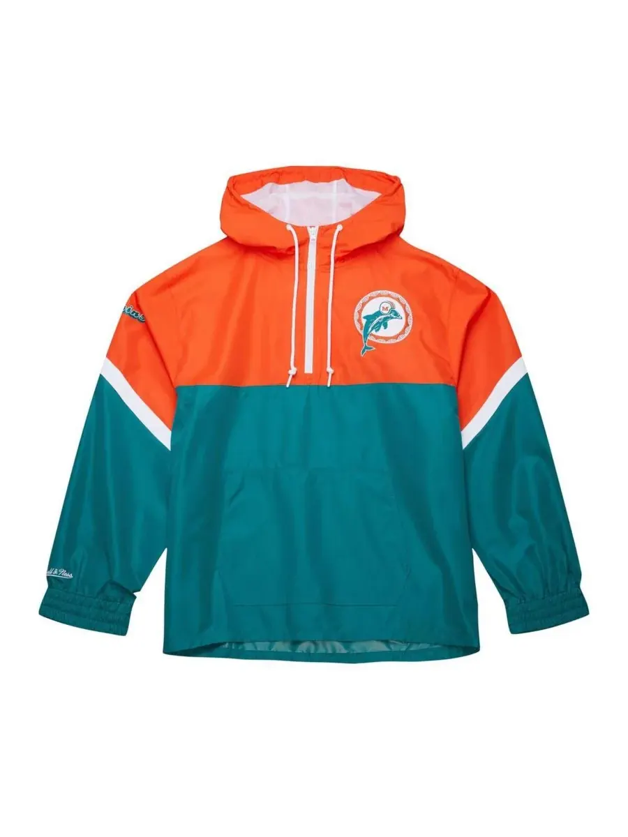 Mitchell & Ness Мужская легкая ветровка-анорак с винтажным логотипом Miami Dolphins Tie Breaker — изображение 4 из 5