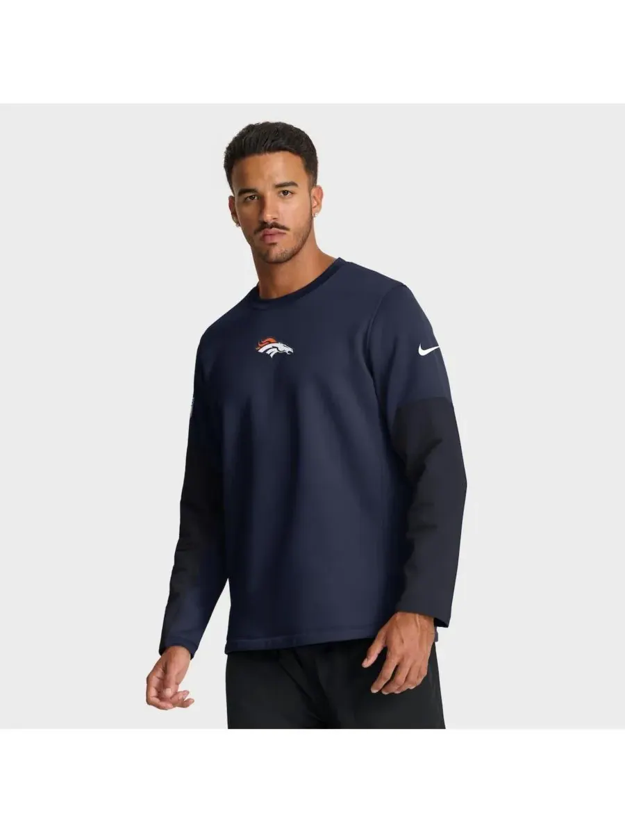 Nike Мужская темно-синяя футболка с длинным рукавом Denver Broncos Sideline Scripted to Win