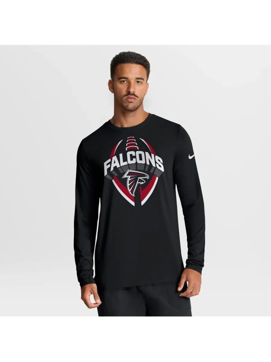 Nike Мужская черная футболка с длинным рукавом Atlanta Falcons Primetime Legend Icon Performance
