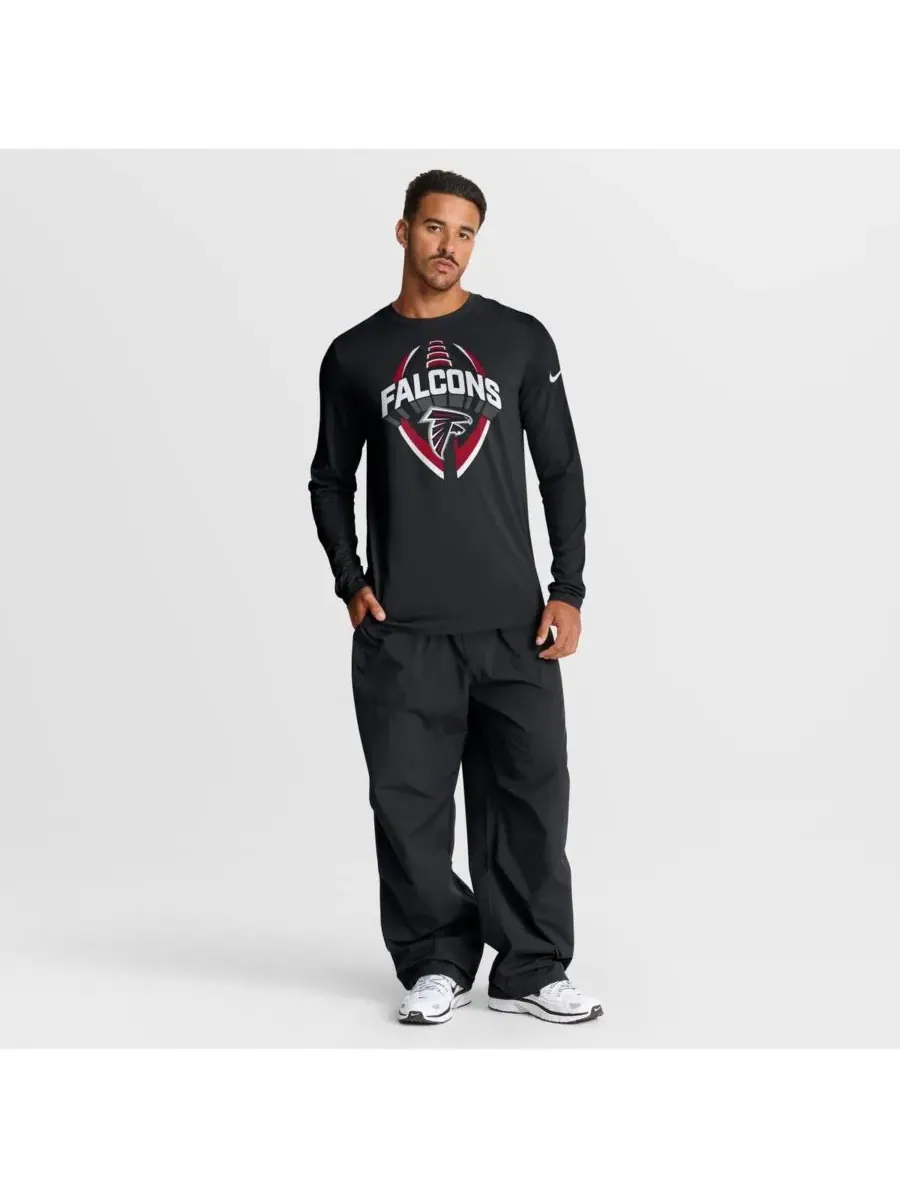 Nike Мужская черная футболка с длинным рукавом Atlanta Falcons Primetime Legend Icon Performance — изображение 3 из 5, черный