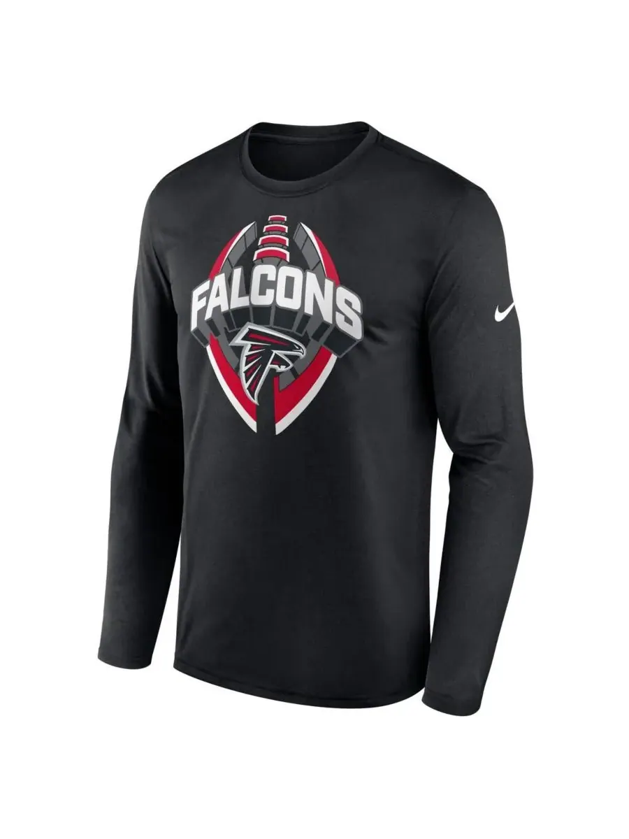 Nike Мужская черная футболка с длинным рукавом Atlanta Falcons Primetime Legend Icon Performance — изображение 4 из 5, черный