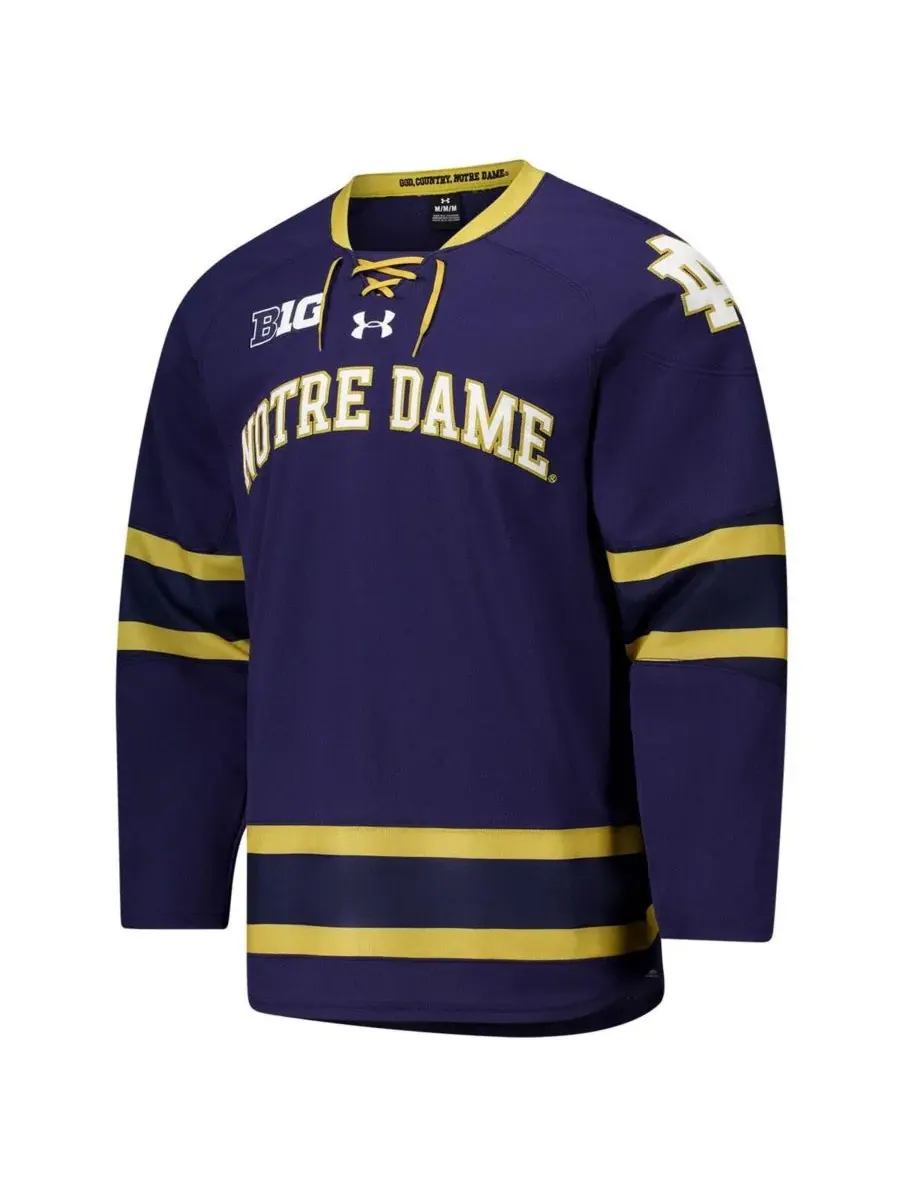 Under Armour Мужская темно-синяя хоккейная майка команды Notre Dame Fighting Irish (реплика) — изображение 3 из 3