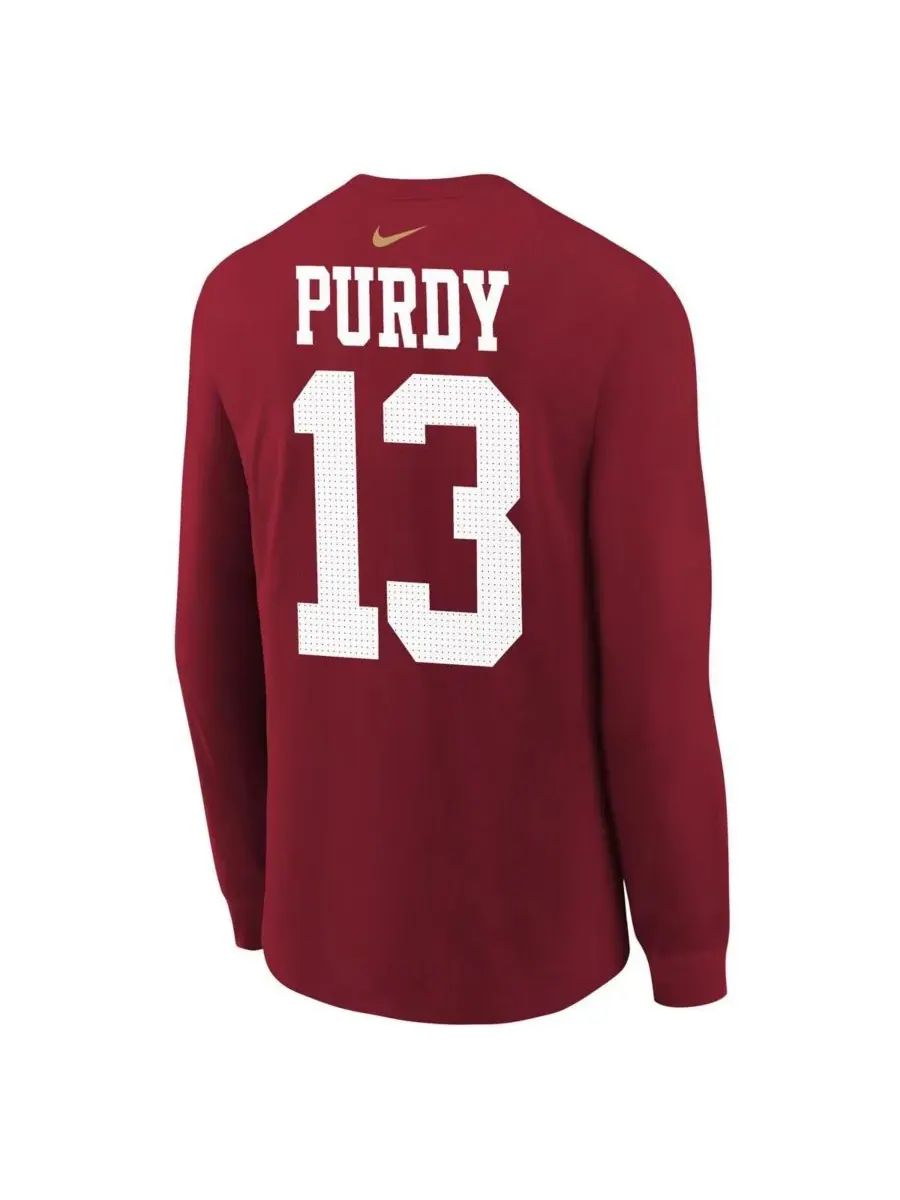 Футболка с длинным рукавом "Brock Purdy Scarlet San Francisco 49ers" для мальчиков и девочек Nike — изображение 3 из 3, алый