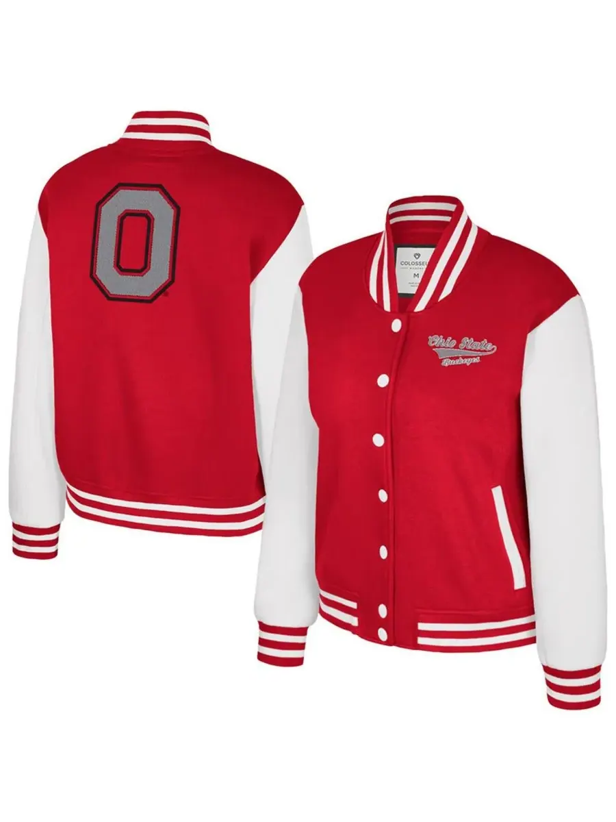 Женская флисовая куртка Scarlet Ohio State Buckeyes French Baguette с застежкой на кнопках Colosseum