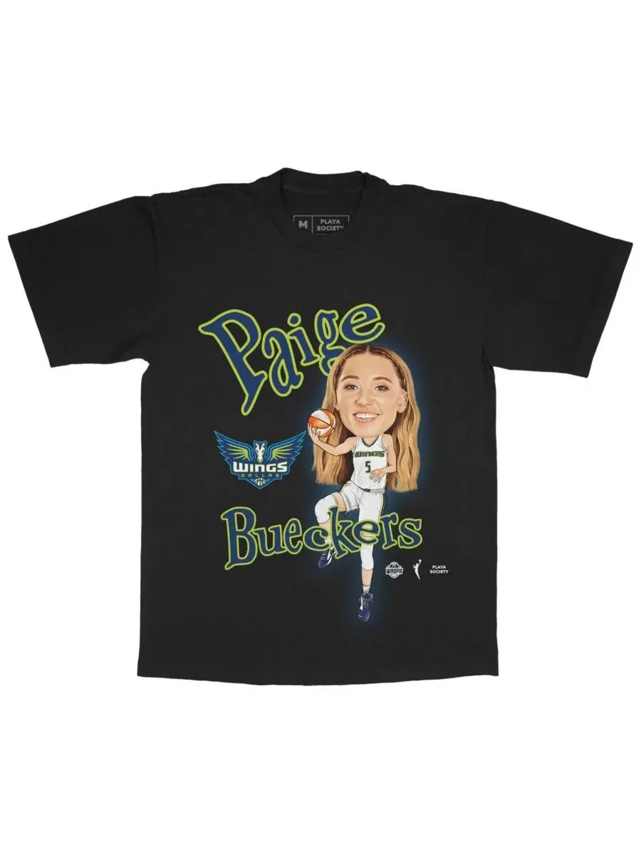 Playa Society Мужская и женская черная футболка Paige Bueckers с рисунком команды Dallas Wings