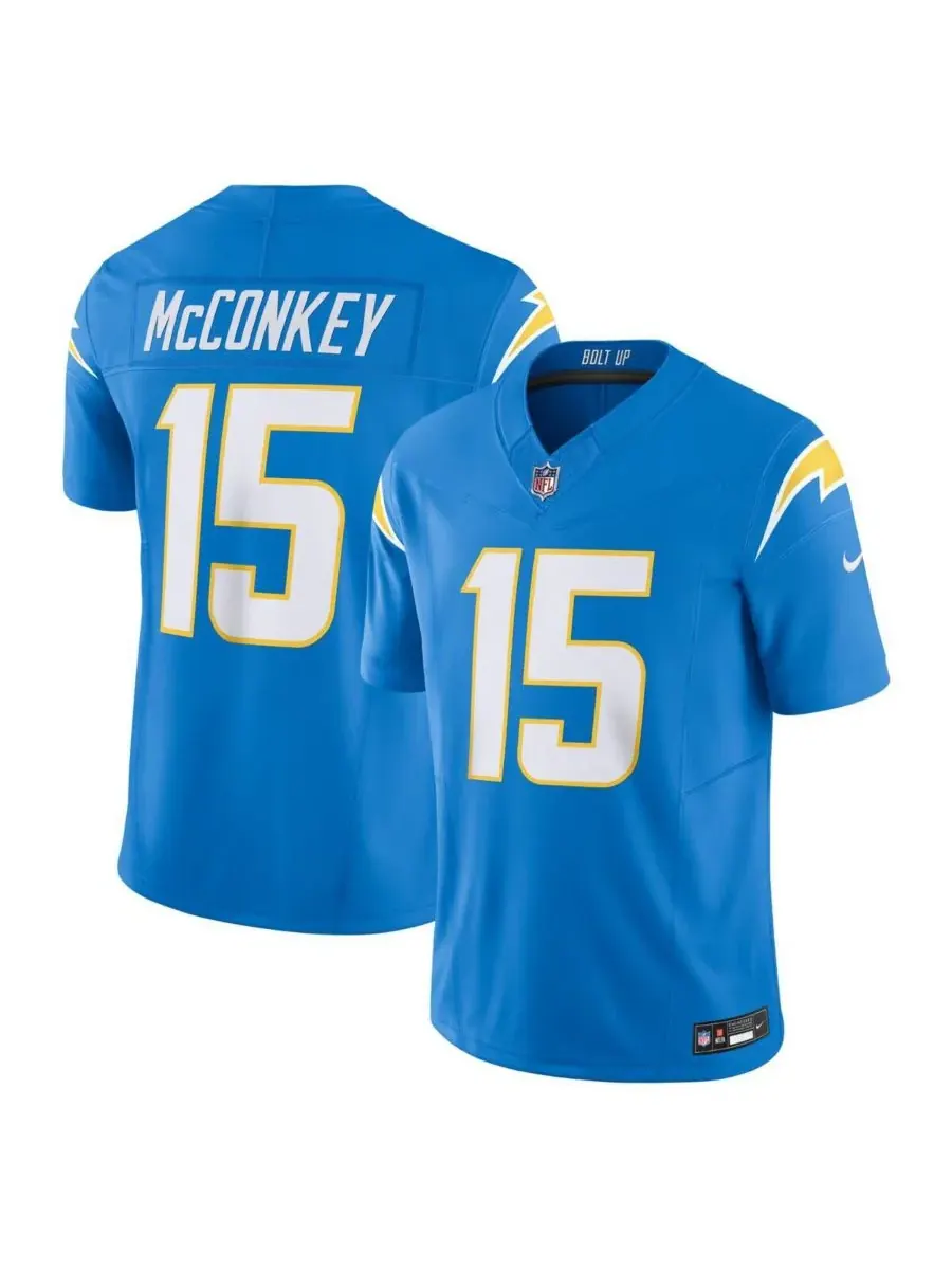 Nike Мужская футболка Ladd McConkey цвета "пудрово-голубой" команды Los Angeles Chargers Team Vapor