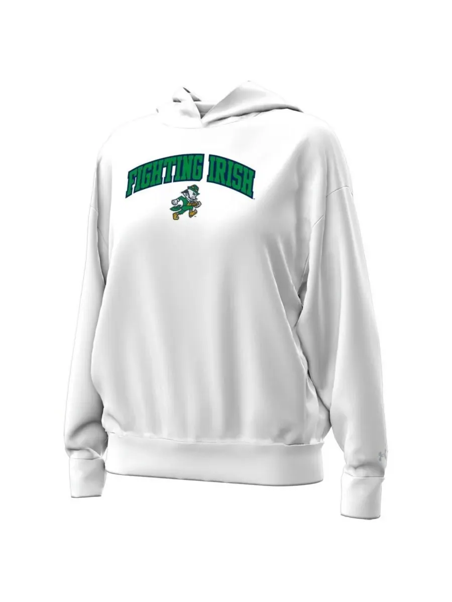 Under Armour Женская белая флисовая толстовка с капюшоном Notre Dame Fighting Irish с изображением — изображение 3 из 3