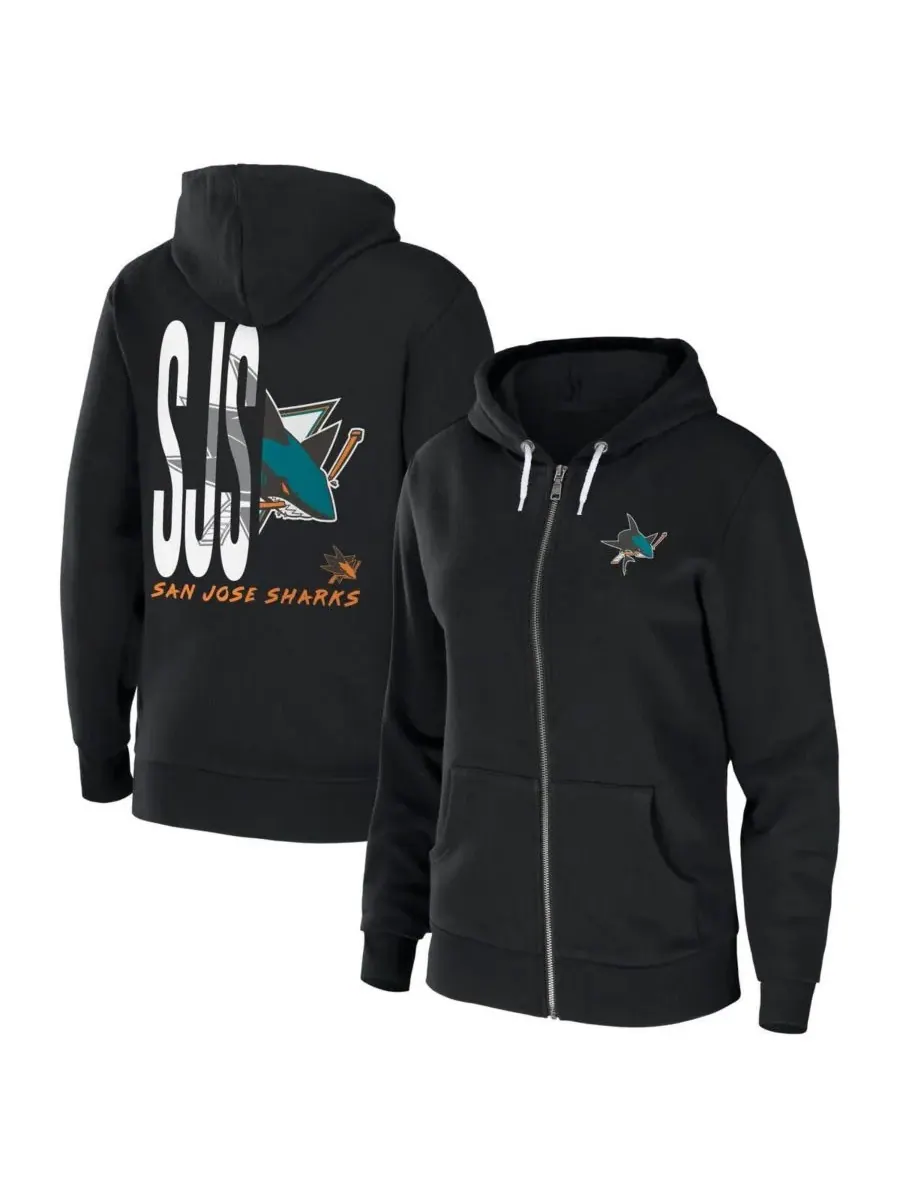 WEAR by Erin Andrews Женская черная толстовка на молнии из флиса с символикой San Jose Sharks