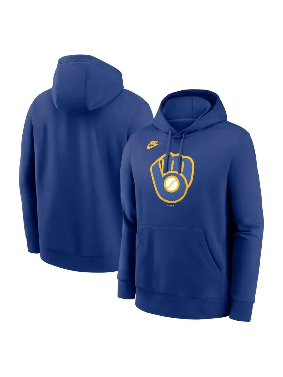 Мужская толстовка с капюшоном Royal Milwaukee Brewers Cooperstown Collection Logo Club Nike