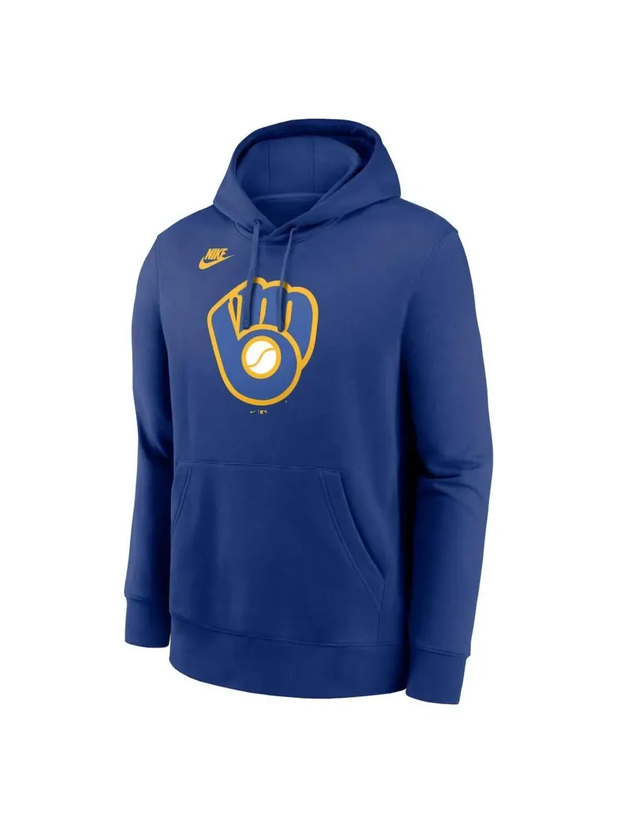 Мужская толстовка с капюшоном Royal Milwaukee Brewers Cooperstown Collection Logo Club Nike — изображение 3 из 3, королевский
