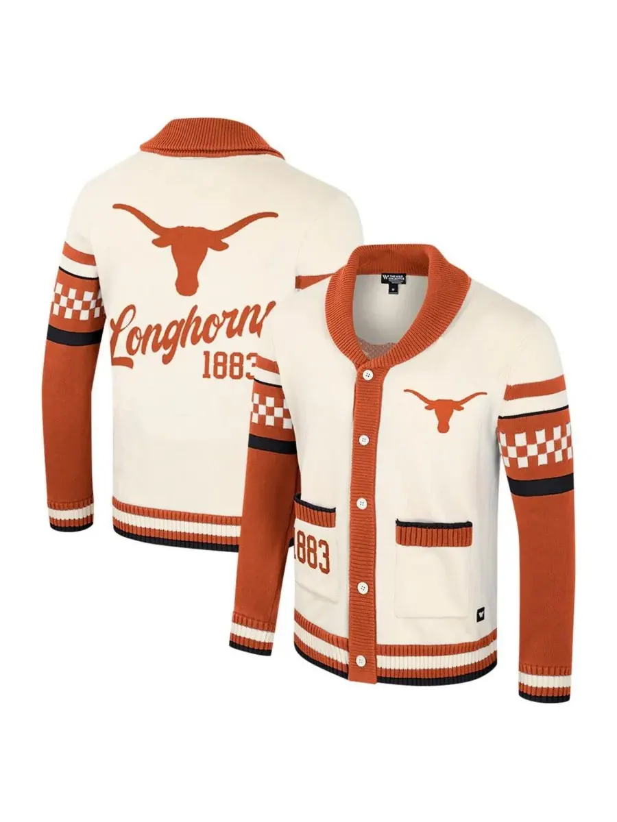 Colosseum Женский кремовый жаккардовый свитер Texas Longhorns Wild Collective на пуговицах