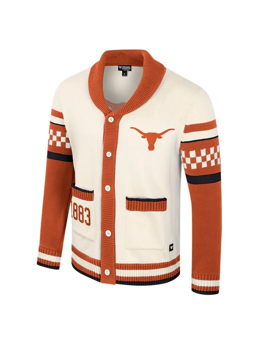 Colosseum Женский кремовый жаккардовый свитер Texas Longhorns Wild Collective на пуговицах — изображение 2 из 3, бежевый