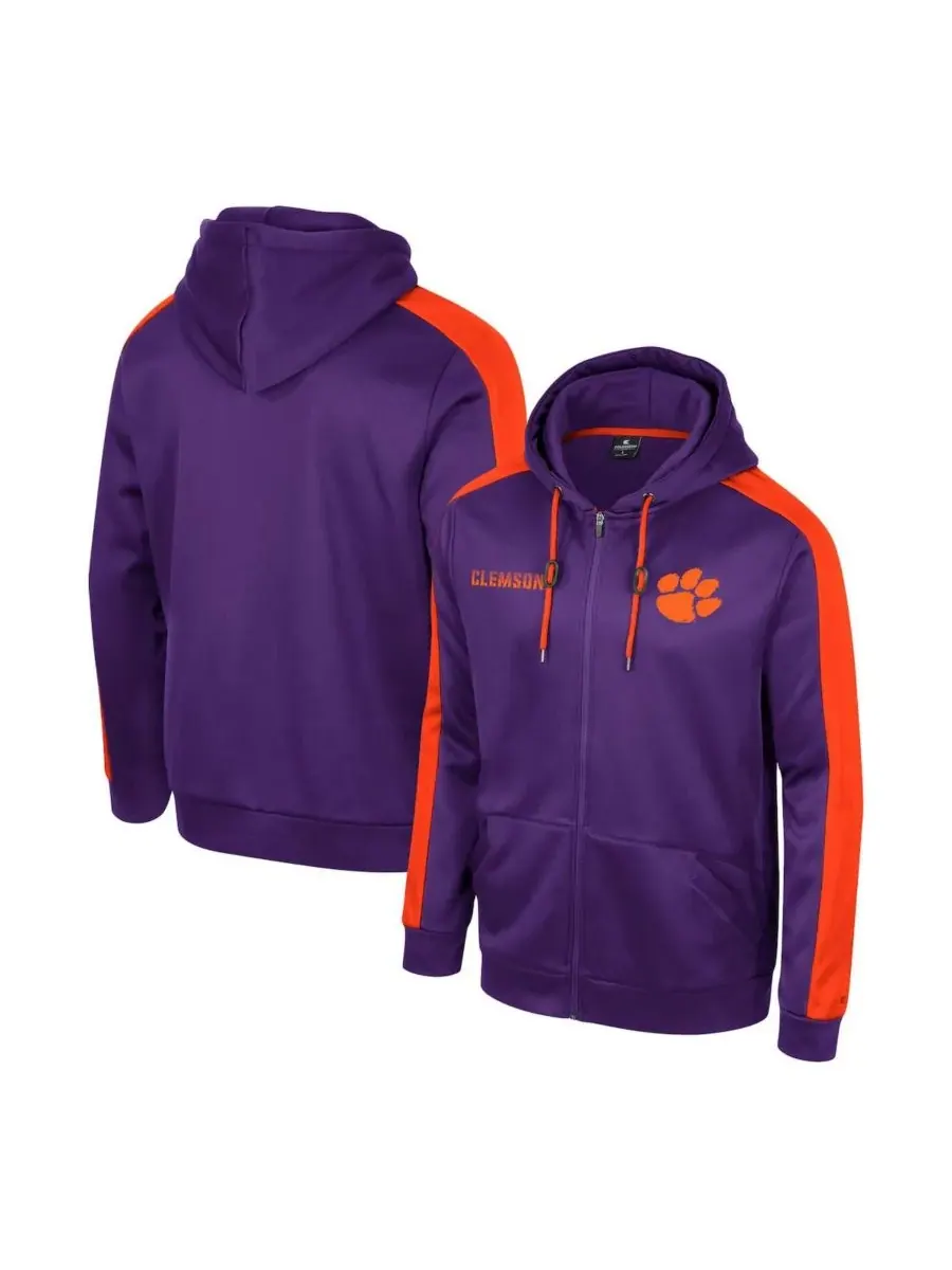 Colosseum Мужская фиолетовая толстовка на молнии Clemson Tigers Reese