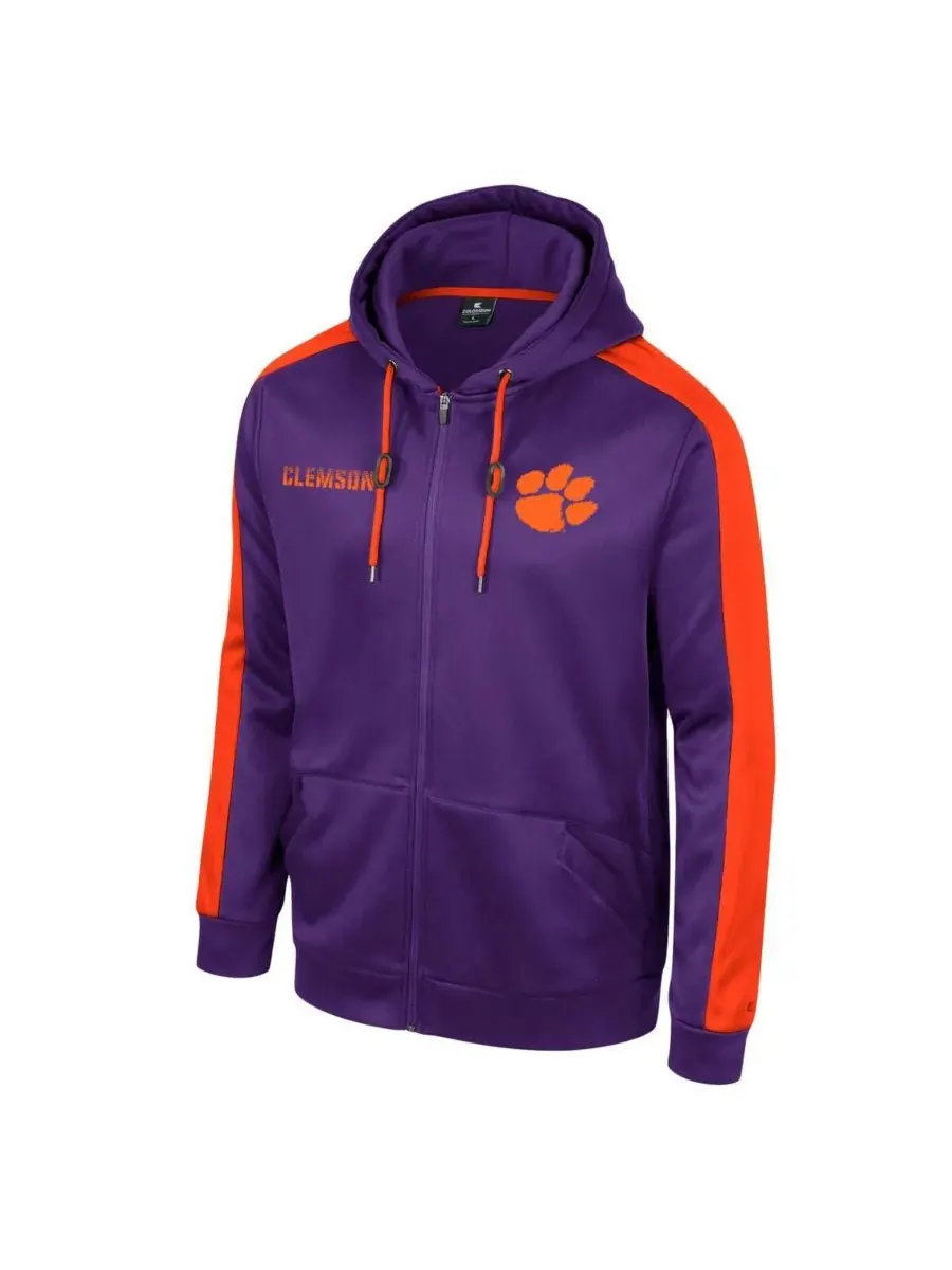Colosseum Мужская фиолетовая толстовка на молнии Clemson Tigers Reese — изображение 2 из 3, фиолетовый
