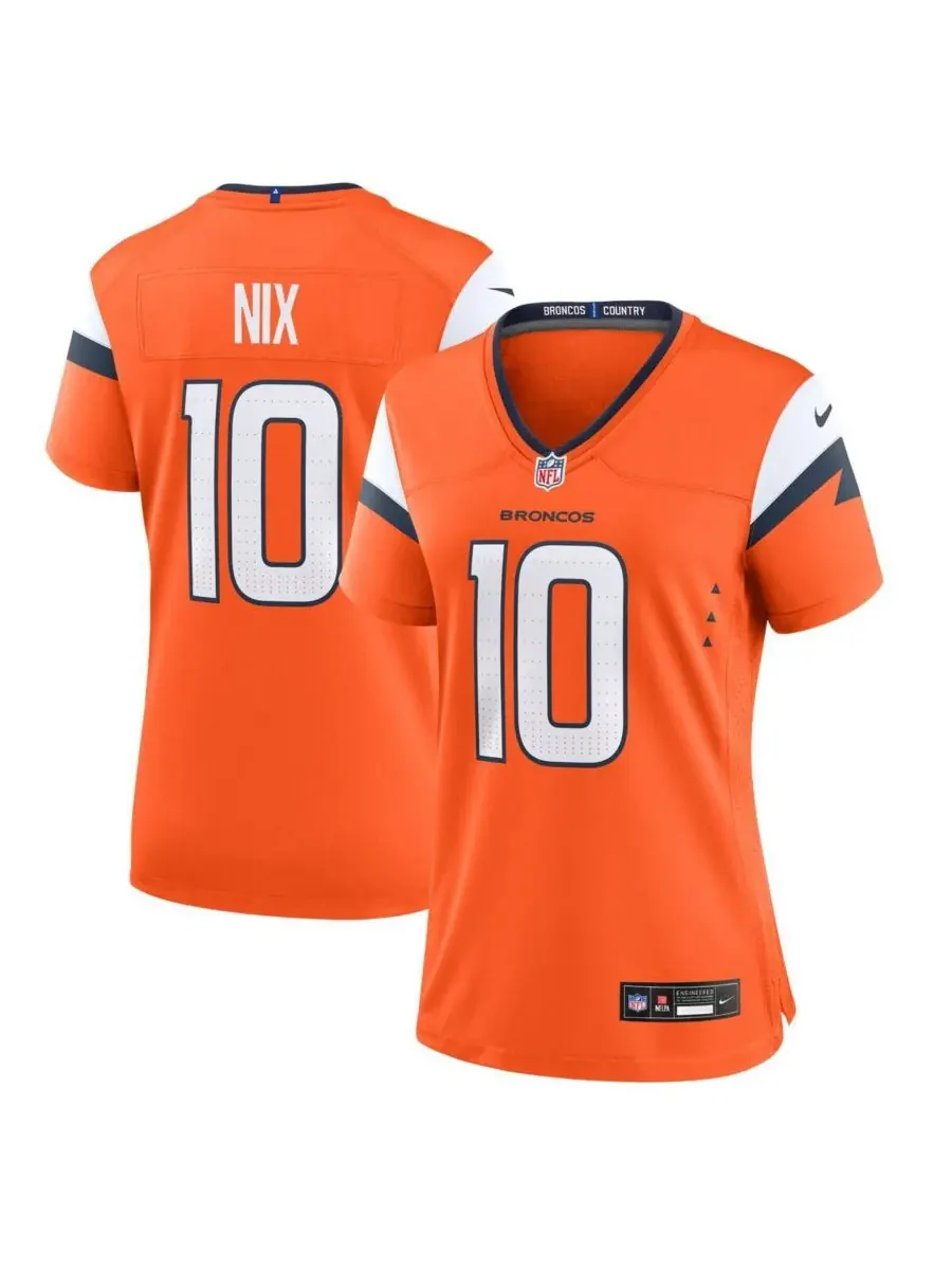 Nike Женская оранжевая игровая футболка Bo Nix Denver Broncos
