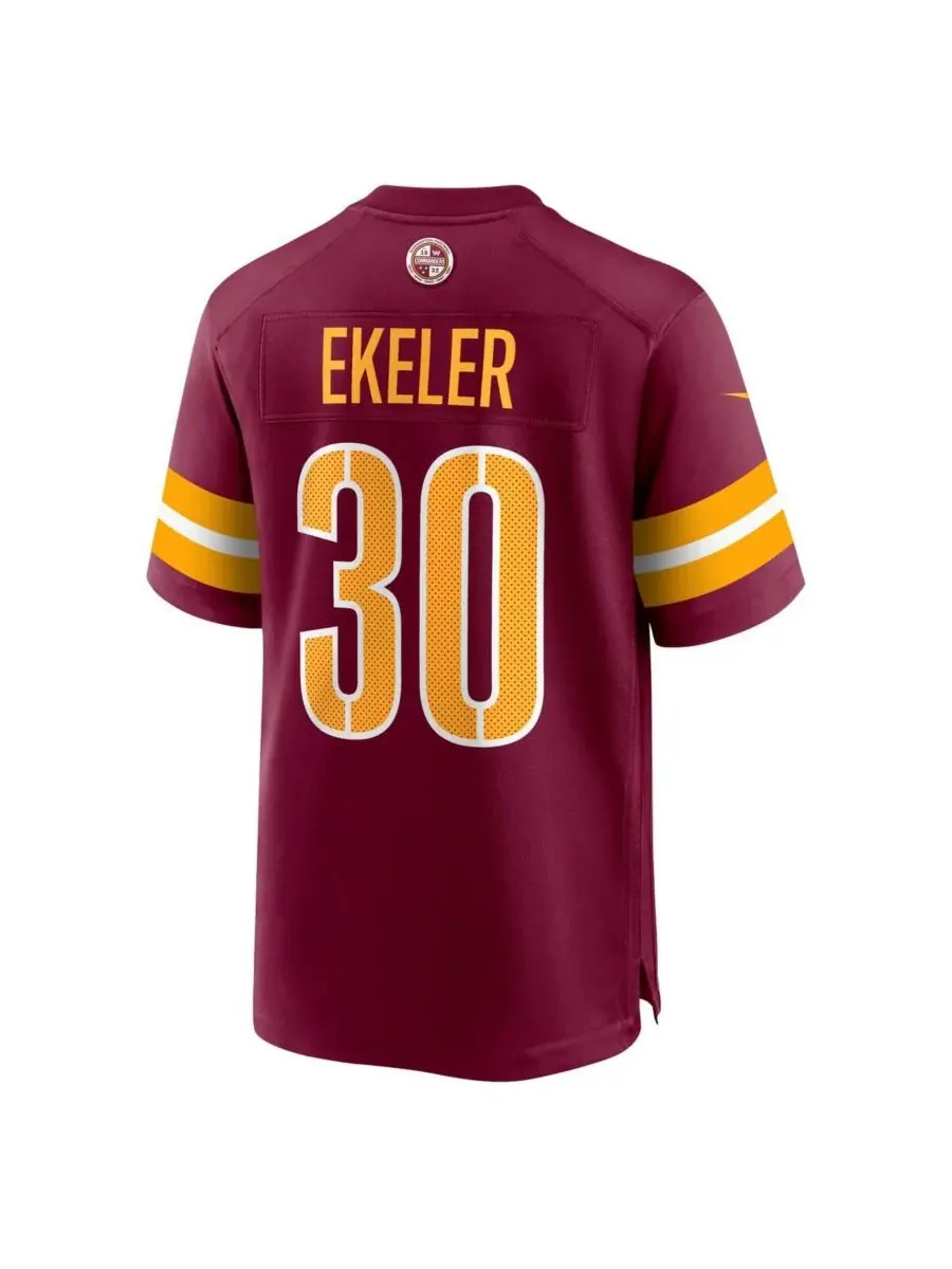 Fanatics Мужская игровая футболка Nike Austin Ekeler цвета бордо Washington Commanders — изображение 3 из 3, бордовый