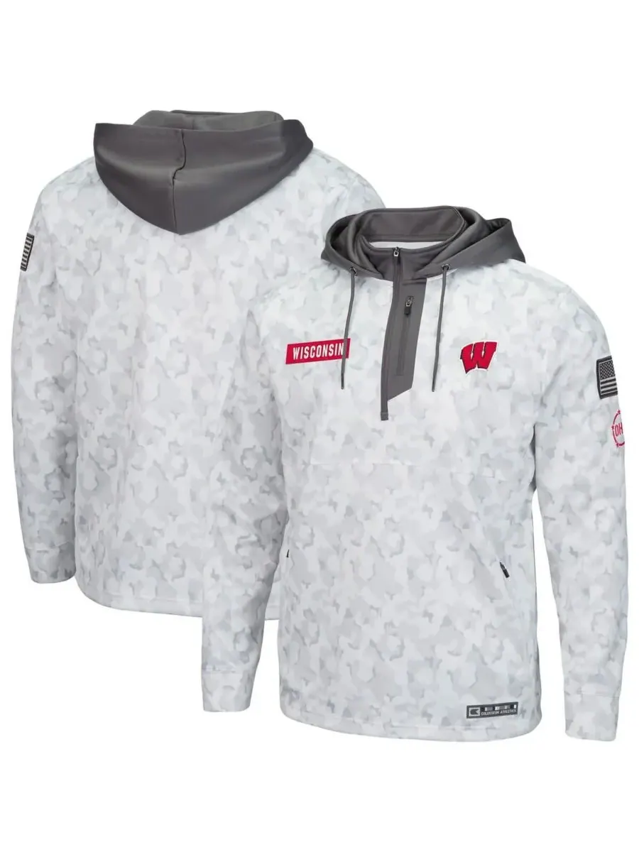 Colosseum Мужская толстовка на молнии с камуфляжным рисунком Arctic Camo Wisconsin Badgers OHT в