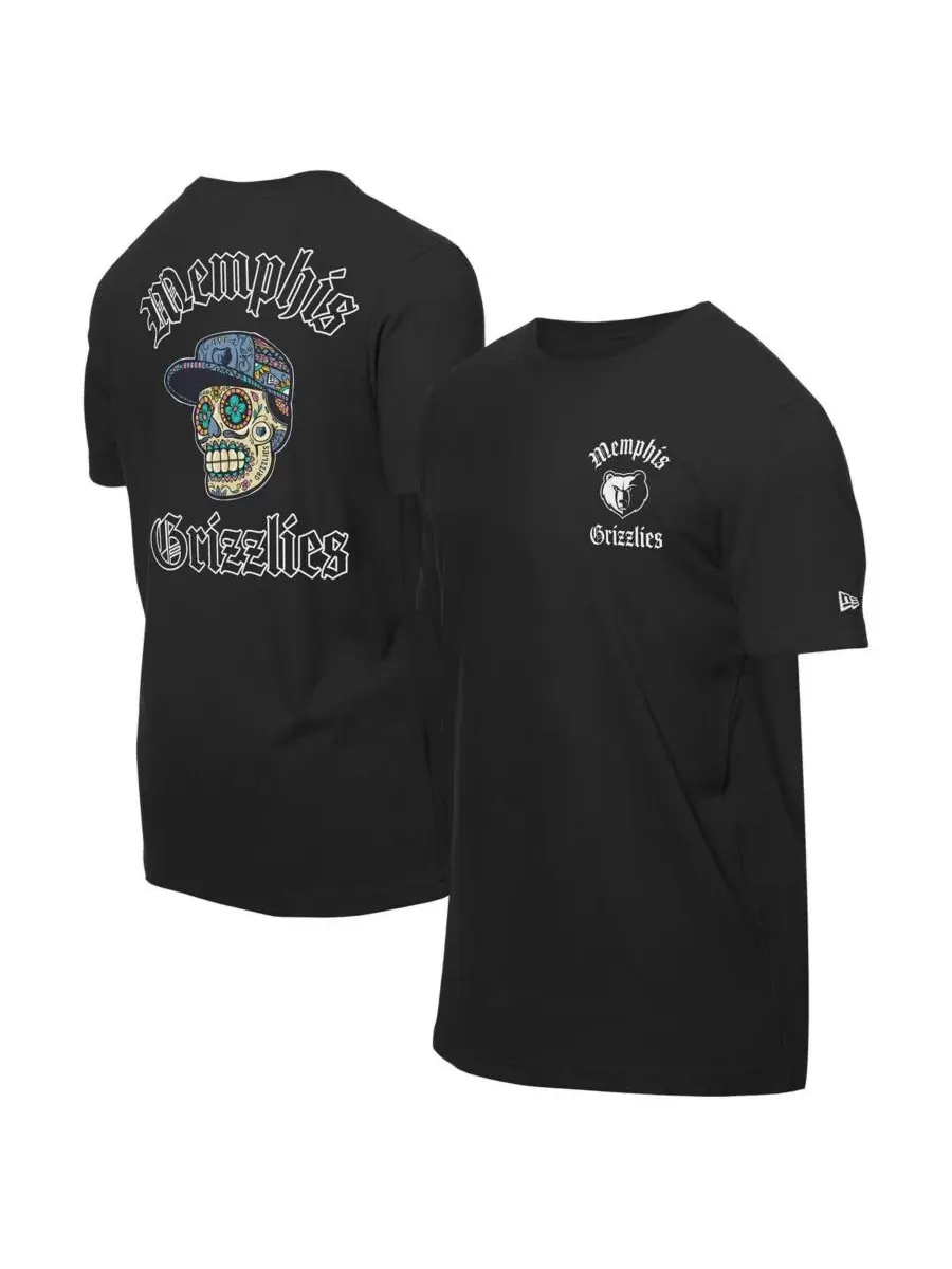 New Era Мужская черная футболка Memphis Grizzlies с изображением сахарных черепов