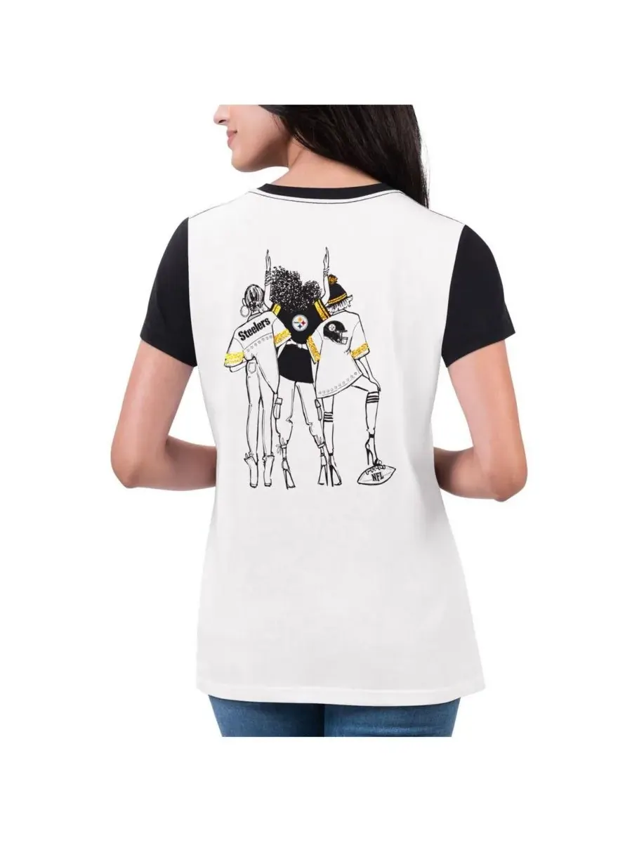 G-III 4Her by Carl Banks Женская футболка с модным рисунком команды Pittsburgh Steelers — изображение 2 из 2, белый черный