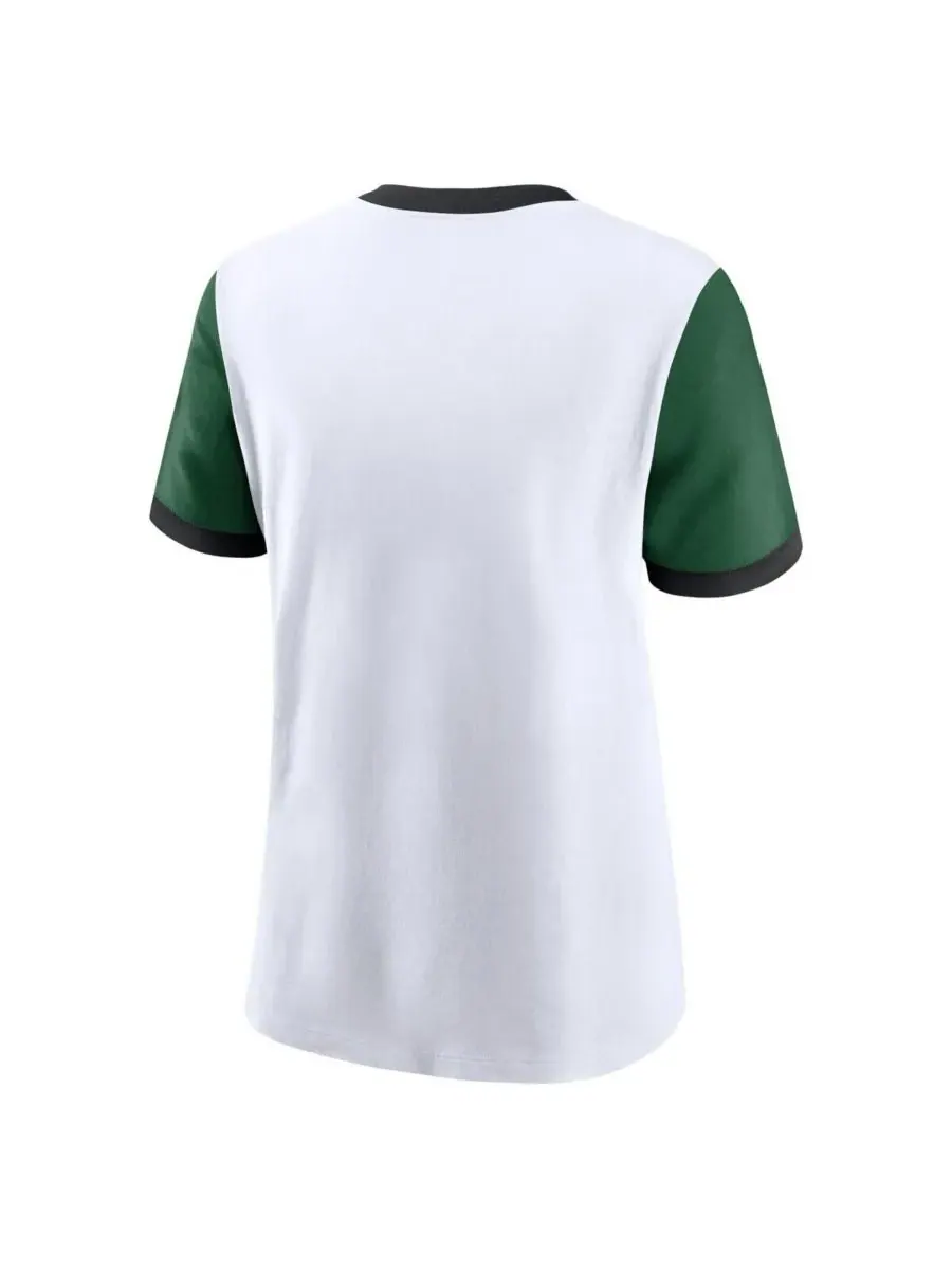 Nike Женская бело-зеленая футболка New York Jets Rewind Ringer — изображение 3 из 3, белый зеленый